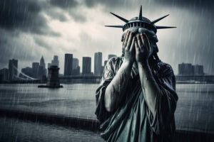 Estatua de la libertad llorando